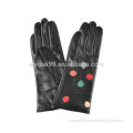 Lovely color dot girl sheepskin leather gloves